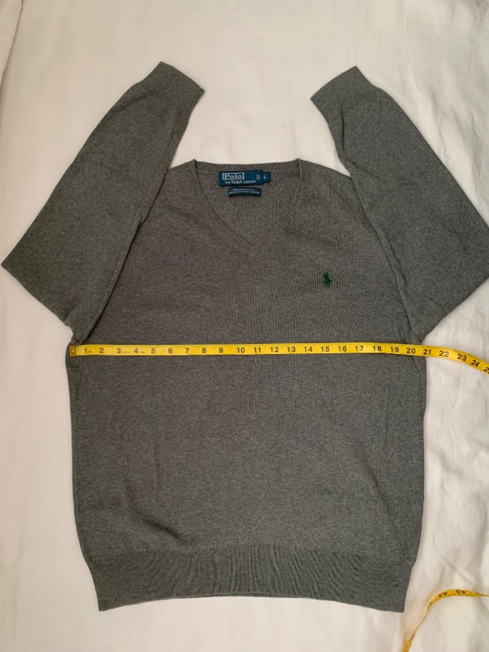 Polo by Ralph Lauren 100% Pima cotton Men's Gray V-Neck Sweater - Picture 4 of 8